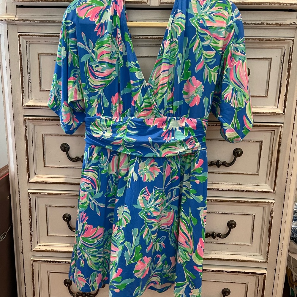 NWT Lilly Pulitzer Parigi Skort Romper in Blue Flare Fancy Fins
